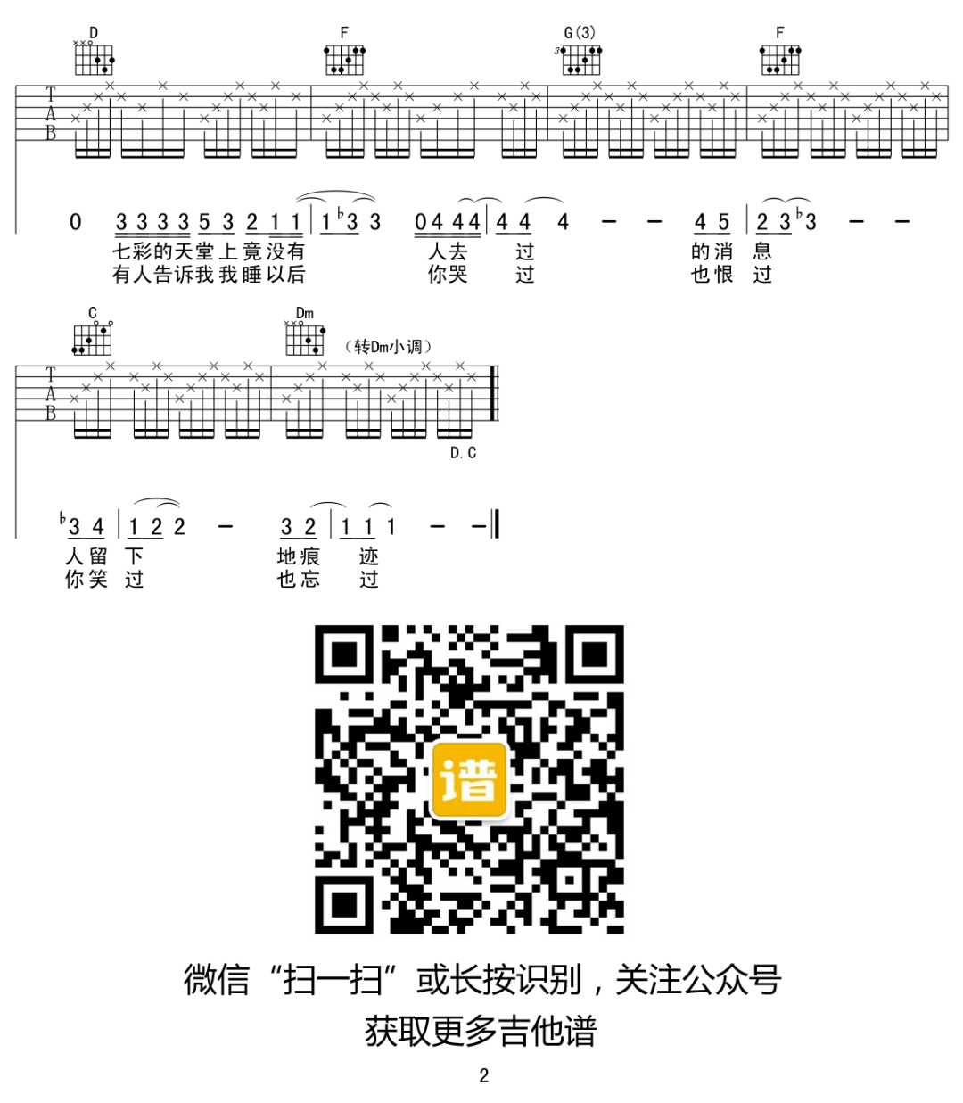 《Take Care吉他谱》__吉他图片谱2张 图2