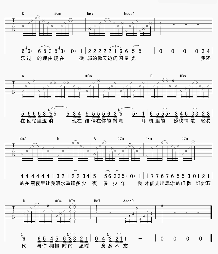 《飞行中的思念吉他谱》__吉他图片谱2张 图2