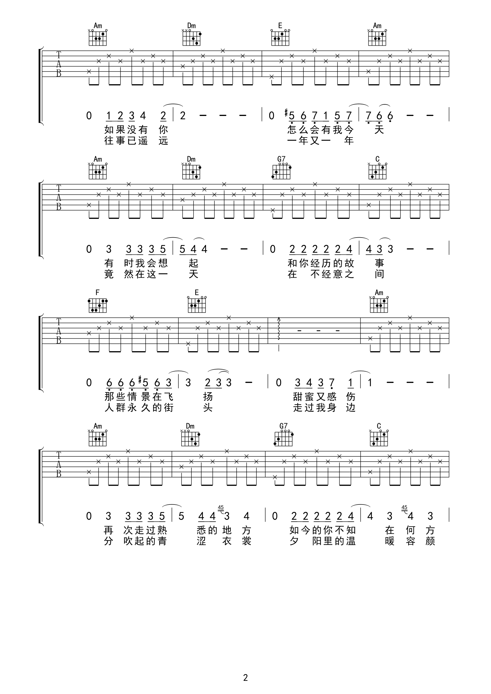 《难忘的一天吉他谱》_许巍_吉他图片谱4张 图2