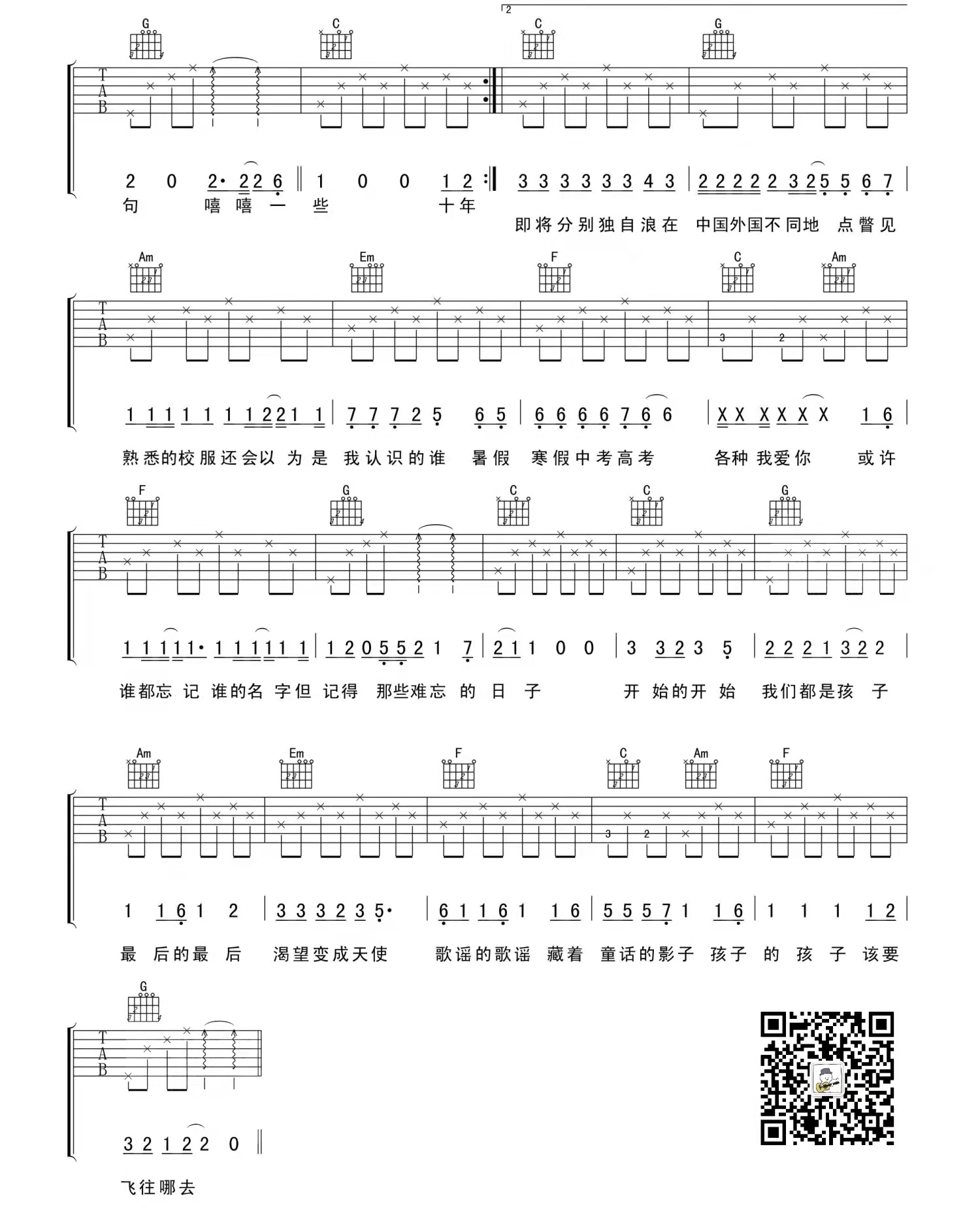 北京东路的日子吉他谱_A调指法原版六线谱_吉他弹唱教学 - 酷琴谱