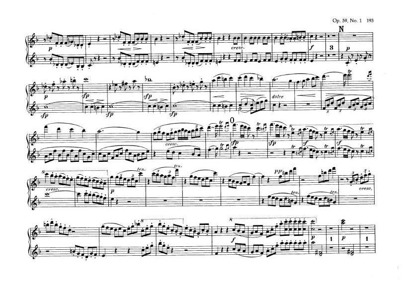 F大调第七弦乐四重奏 String Quartet No.7 in F Major Op.59钢琴谱