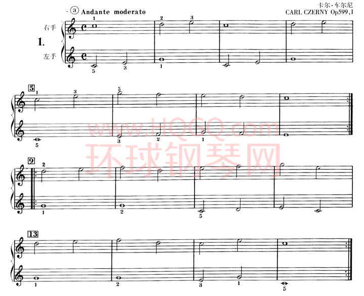 车尔尼钢琴初级教程钢琴谱