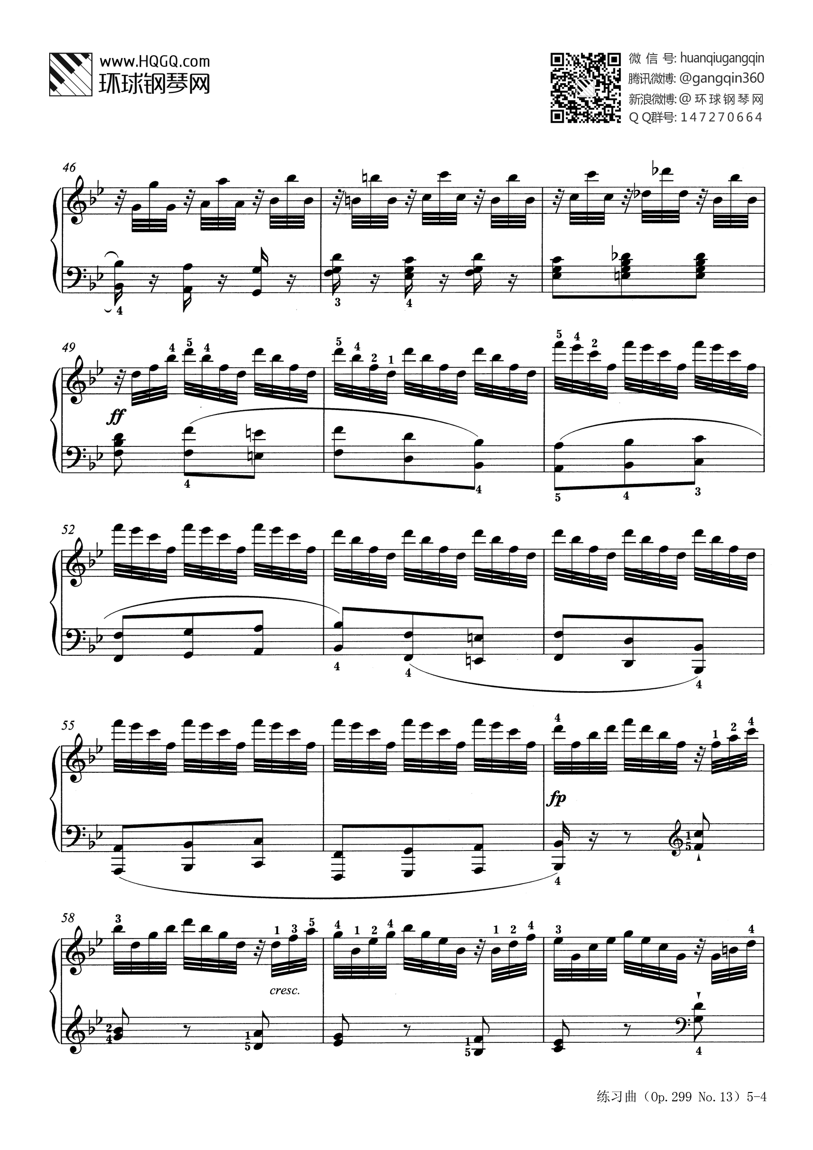 练习曲 练习曲Op.299 No.13钢琴谱