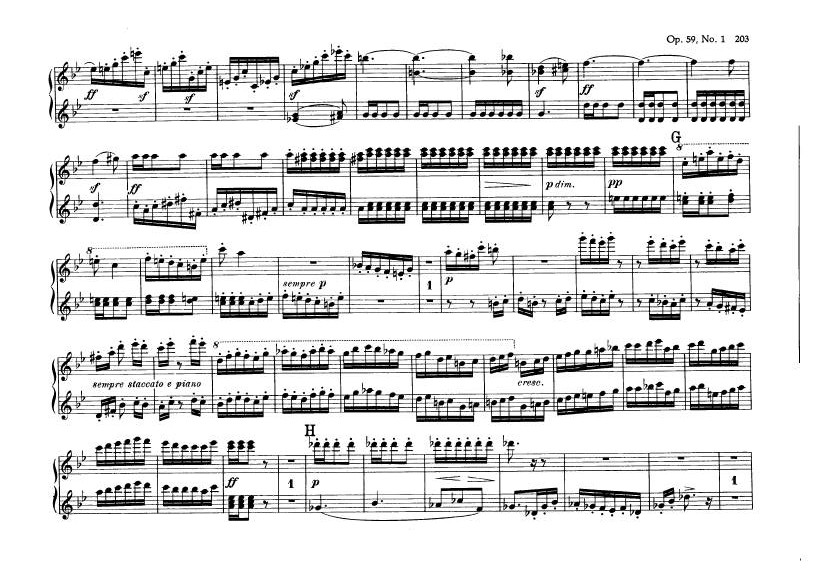 F大调第七弦乐四重奏 String Quartet No.7 in F Major Op.59钢琴谱