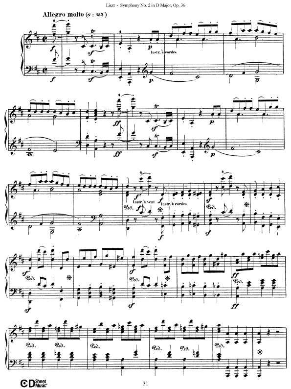 D大调第二交响曲 Symphony No.2 in D Major Op.36钢琴谱