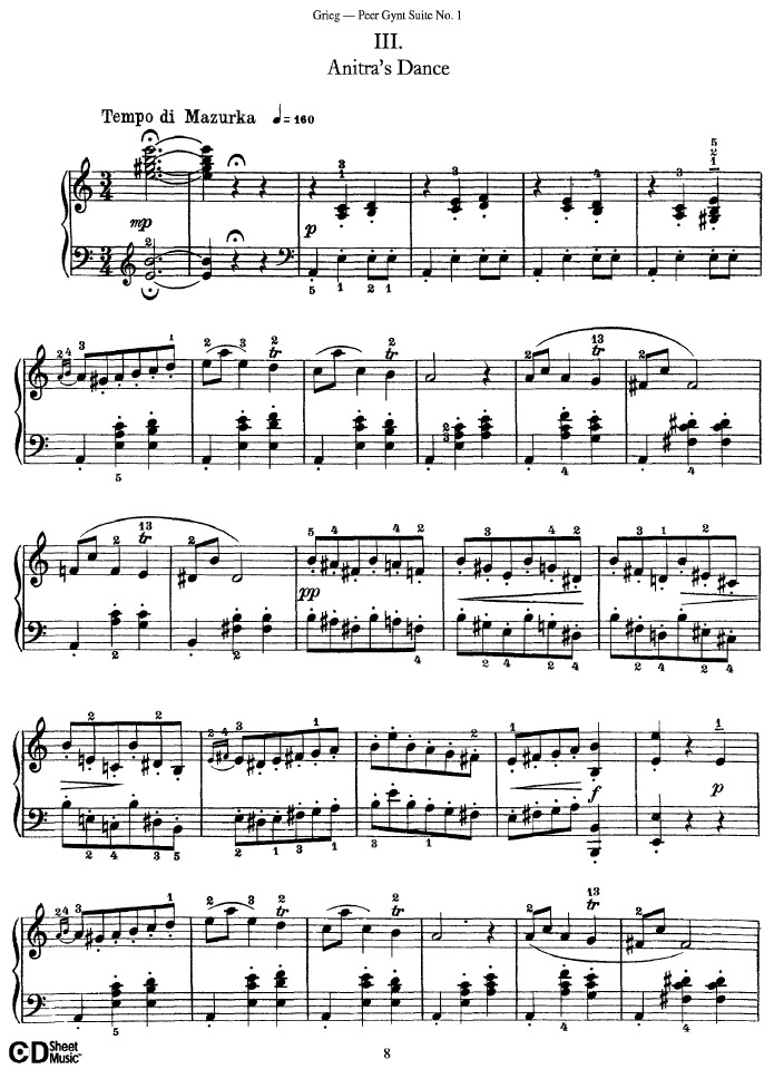 Peer Gynt Suite No.1 Op.46钢琴谱