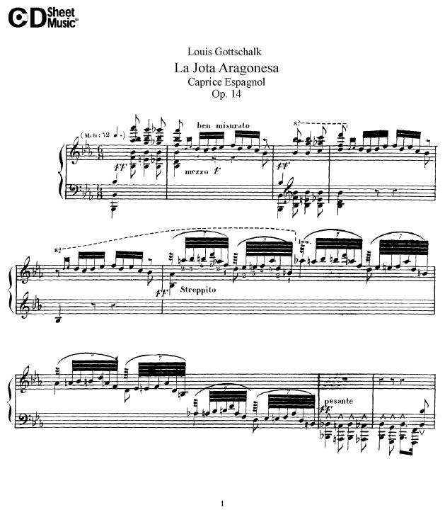 西班牙随想曲“阿拉贡风格霍塔”La Jota Aragonesa Op.14钢琴谱