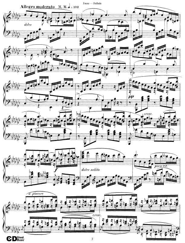 叙事曲 Ballade for Piano and Orchestra Op.19钢琴谱