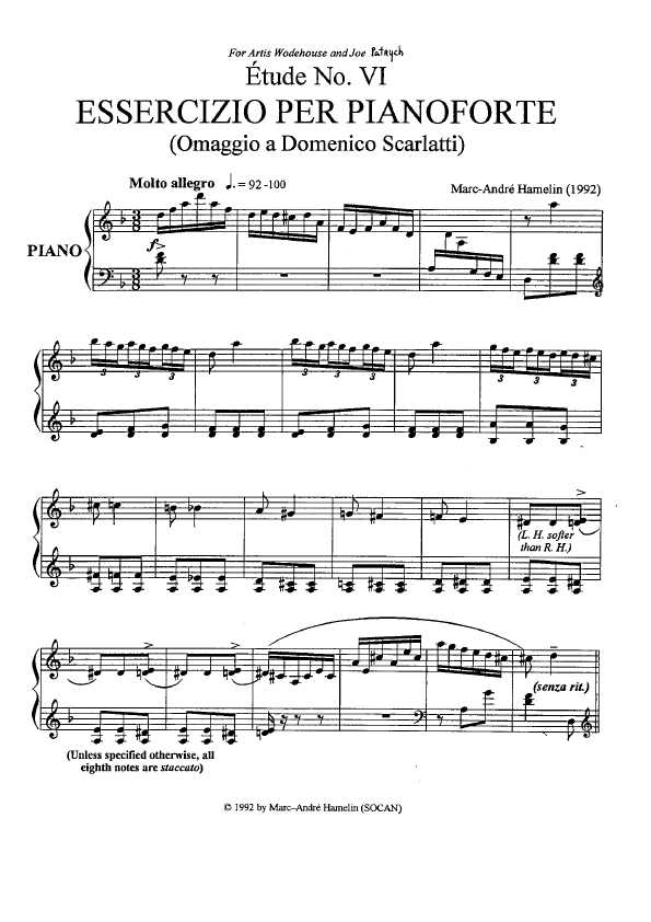 Etude No. 6 (Omaggio a Domenico Scarlatti)钢琴谱