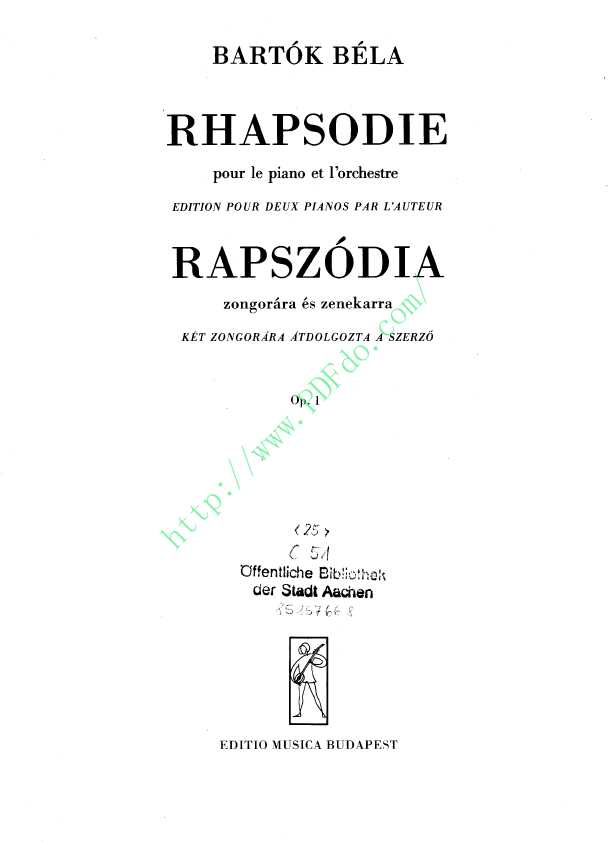 狂想曲 Rhapsody for Piano Op.1钢琴谱