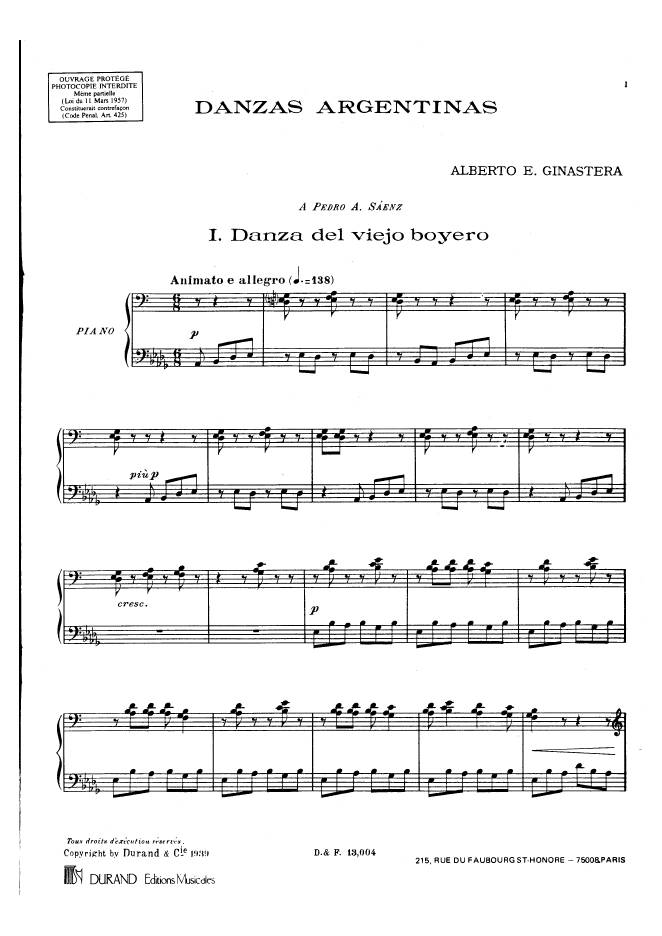 阿根廷舞曲 Danzas Argentinas Op.2钢琴谱