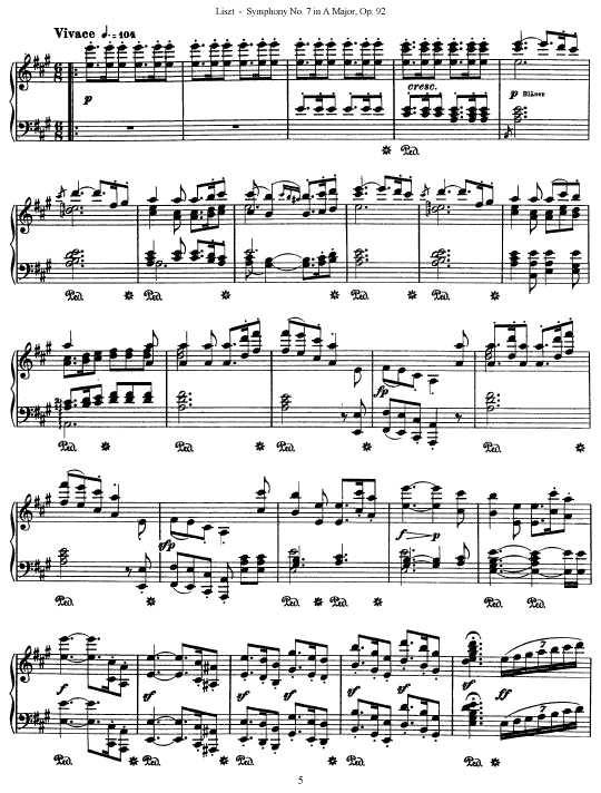 A大调第七交响曲 Symphony No.7 in A Major Op.92钢琴谱