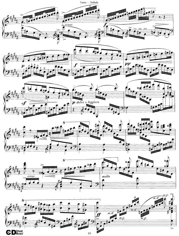 叙事曲 Ballade for Piano and Orchestra Op.19钢琴谱