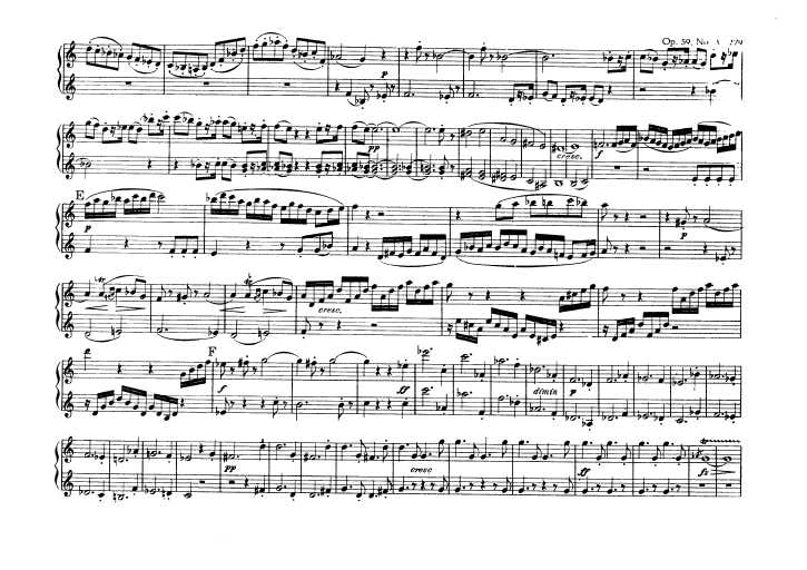 C大调第九弦乐四重奏 String Quartet No.9 in C Major Op.59钢琴谱