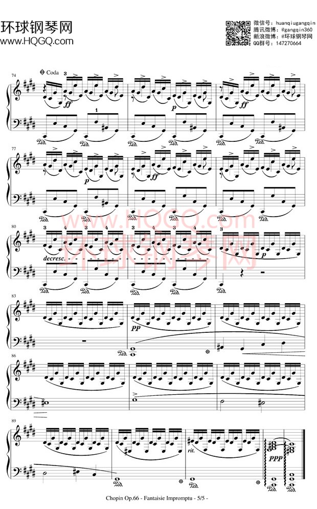 即兴幻想曲op.66 肖邦钢琴谱