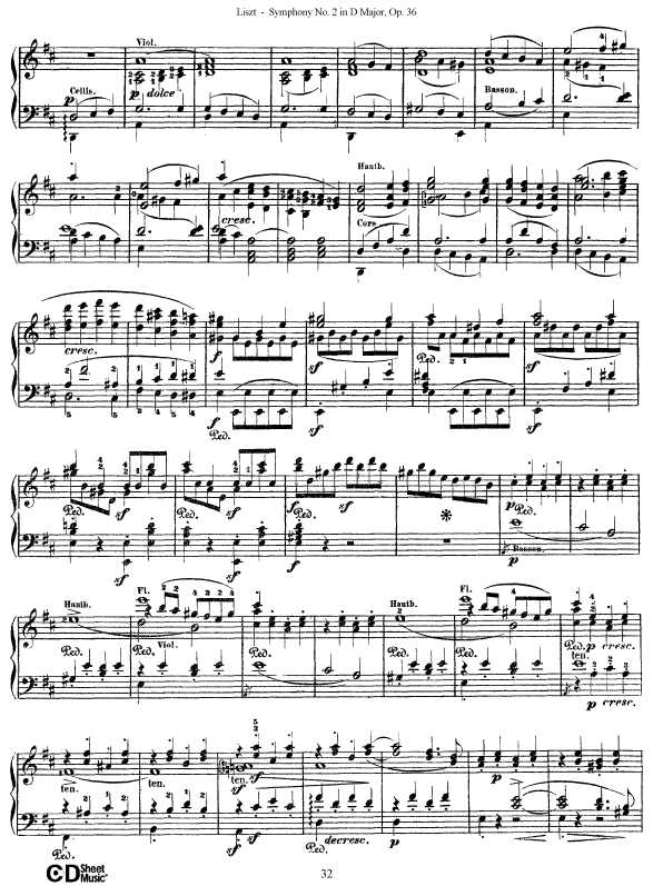 D大调第二交响曲 Symphony No.2 in D Major Op.36钢琴谱