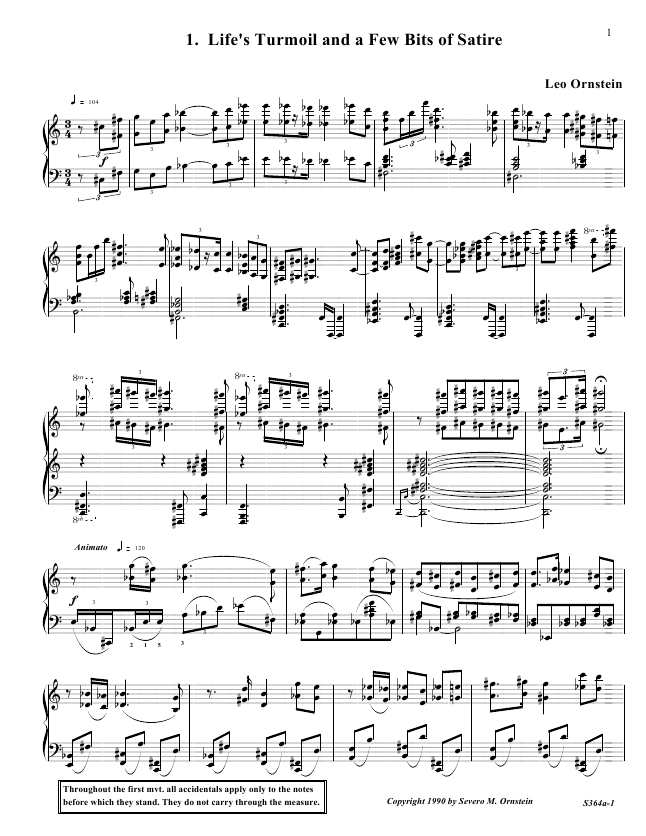 第八钢琴奏鸣曲 Piano Sonata No.8 S.364a Ornstein, Leo 里奥·奥恩斯坦钢琴谱