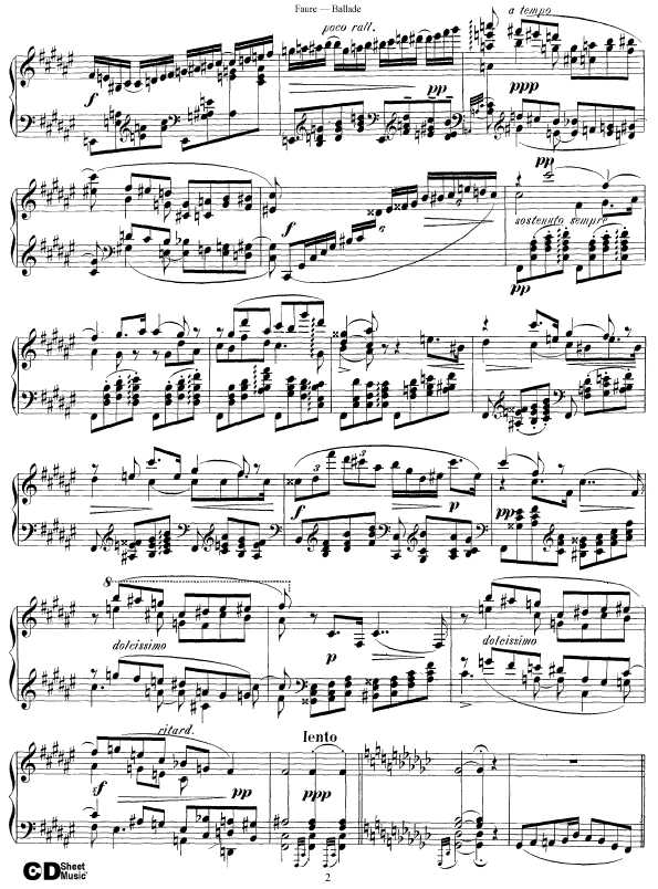 叙事曲 Ballade for Piano and Orchestra Op.19钢琴谱