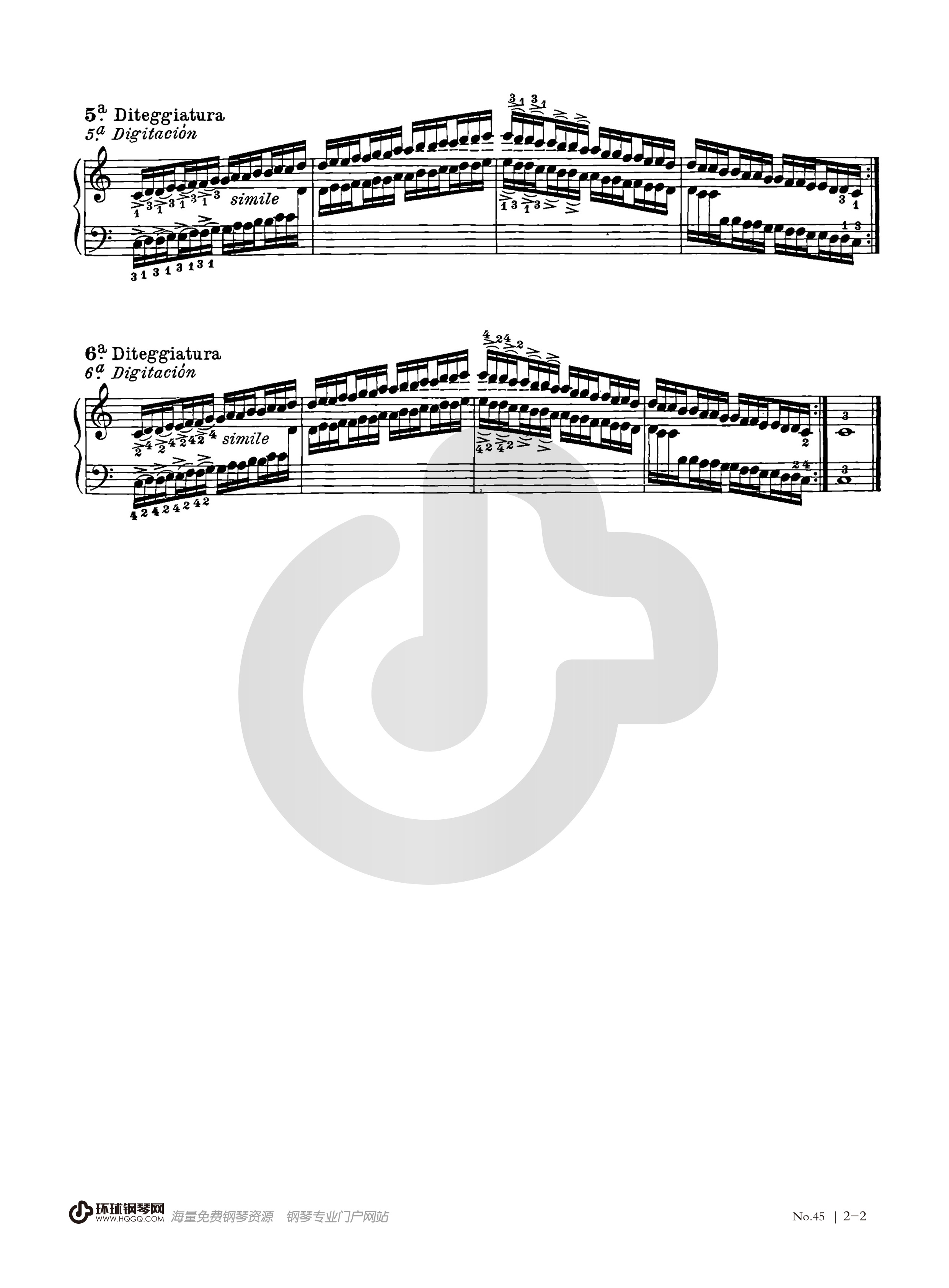 哈农钢琴练指法45钢琴谱