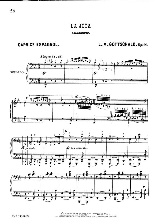 西班牙随想曲“阿拉贡风格霍塔”La Jota Aragonesa Op.14钢琴谱