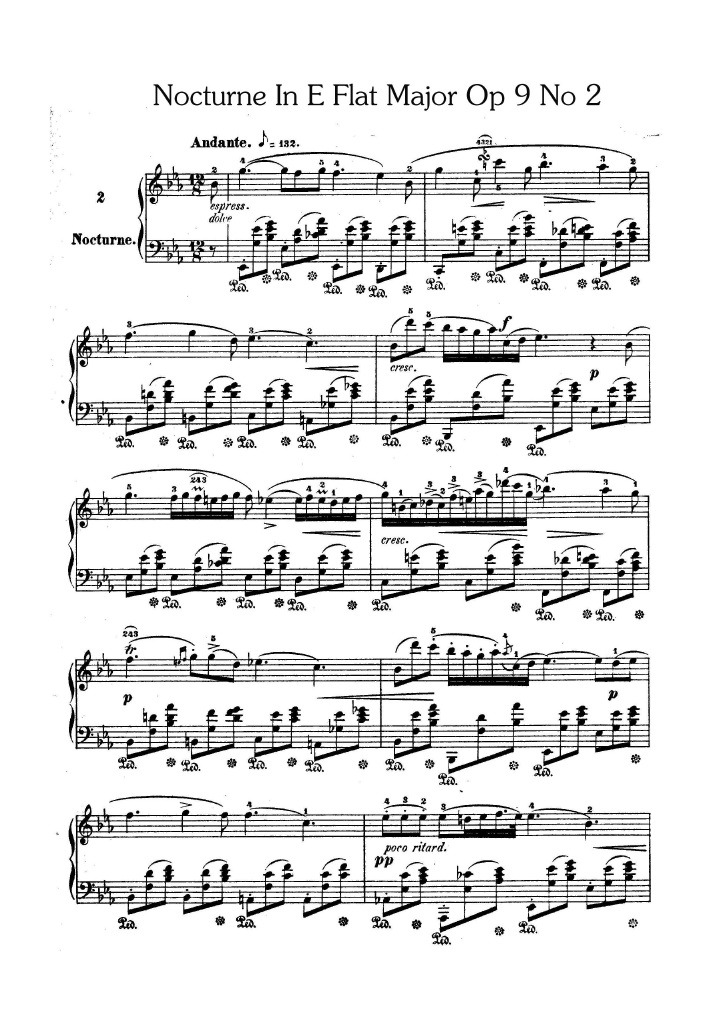 Nocturne In E Flat Major Op 9 No 2钢琴谱