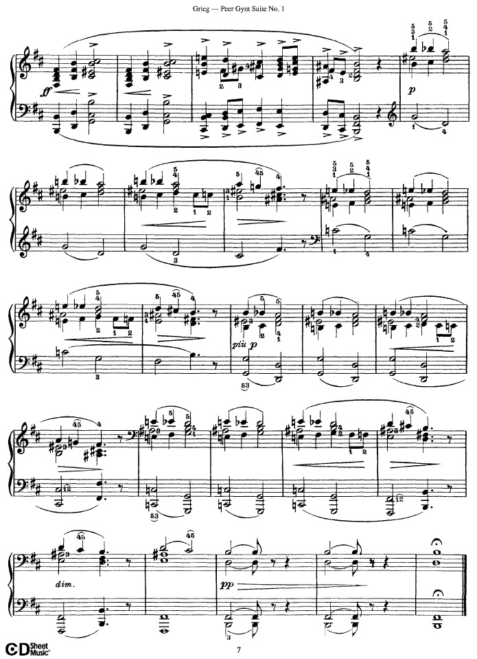 Peer Gynt Suite No.1 Op.46钢琴谱