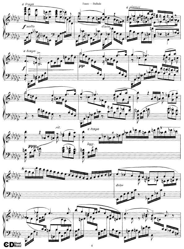 叙事曲 Ballade for Piano and Orchestra Op.19钢琴谱