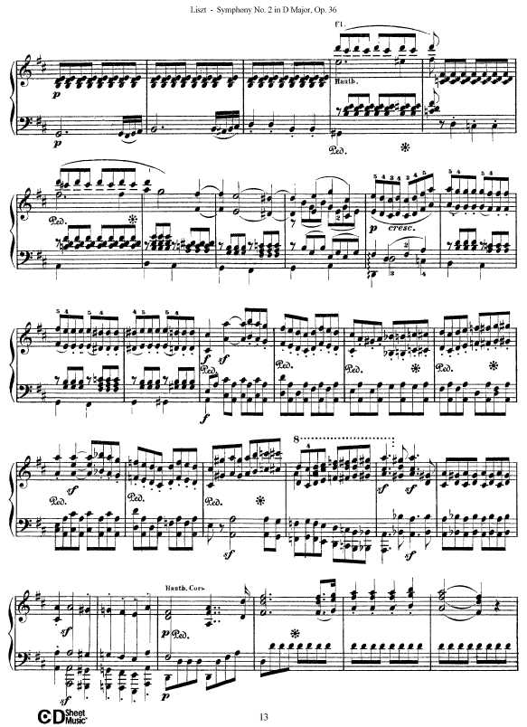 D大调第二交响曲 Symphony No.2 in D Major Op.36钢琴谱