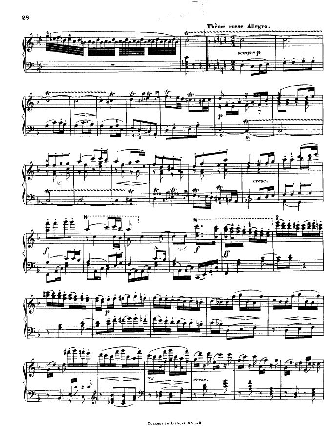 F大调第七弦乐四重奏 String Quartet No.7 in F Major Op.59钢琴谱