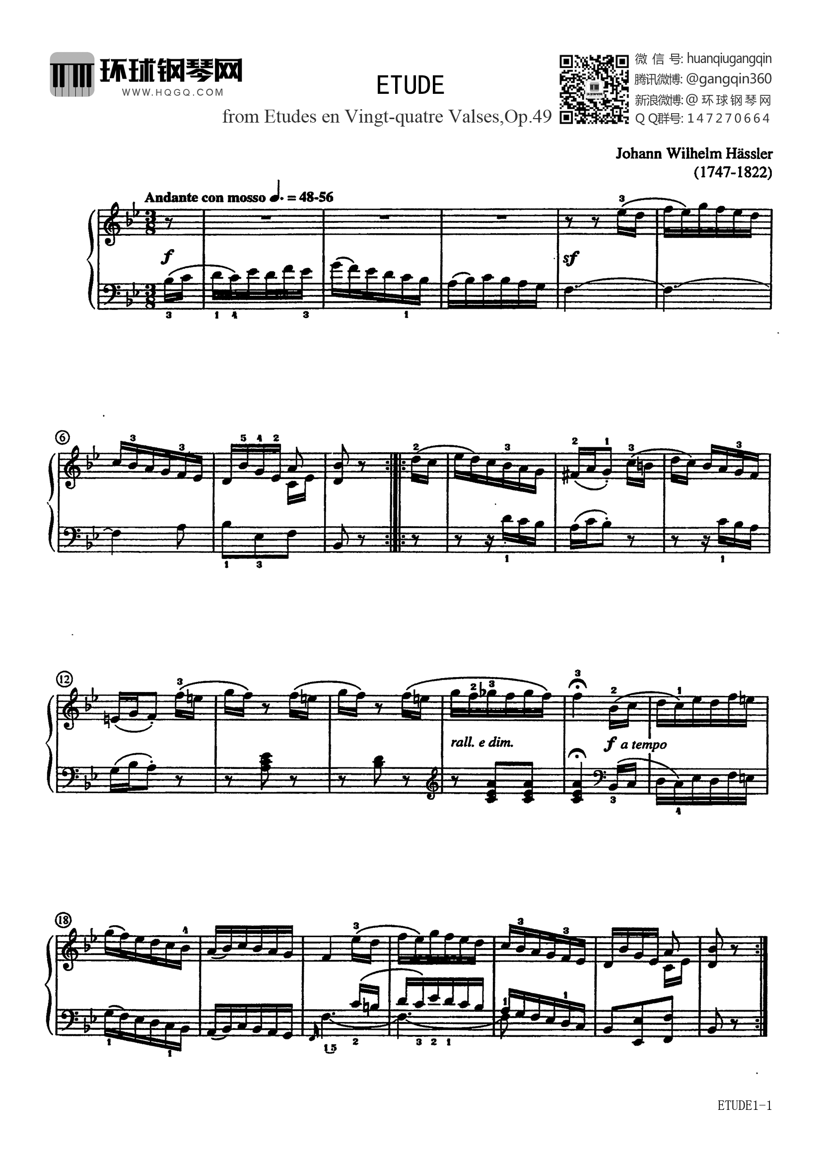 ETUDE(from Etudes en Vingt钢琴谱