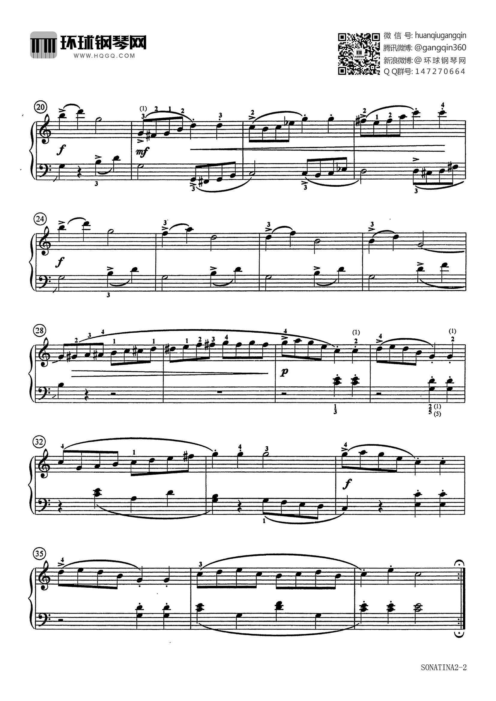 SONATINA(Op.157,No.4 1st movement)钢琴谱