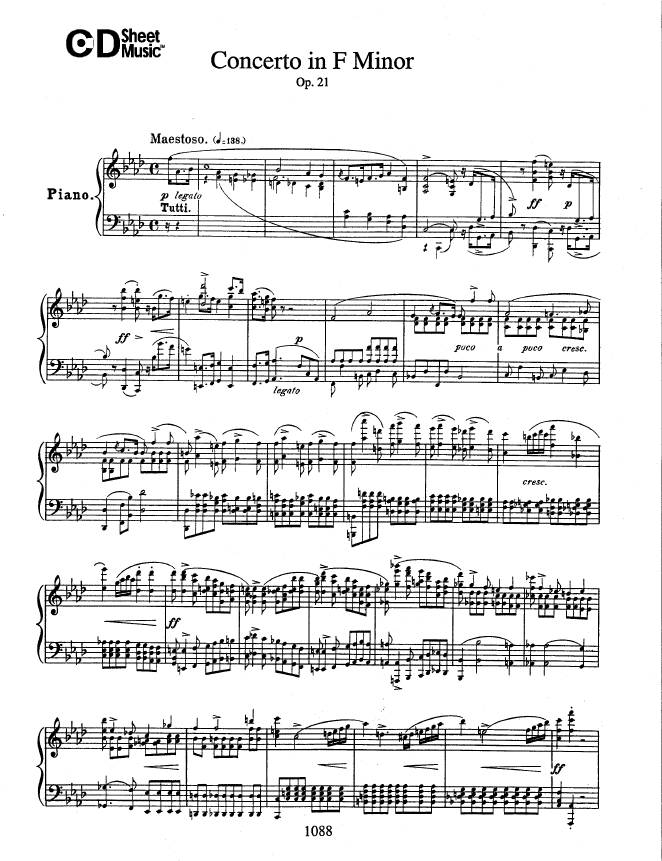 f小调第二钢琴协奏曲 Op.21 Piano Concerto No.2 in f Minor Op.21钢琴谱