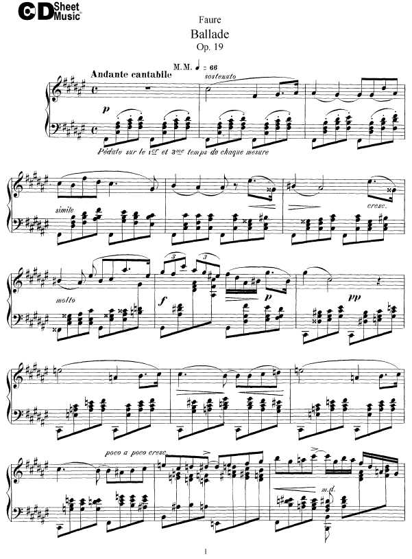 叙事曲 Ballade for Piano and Orchestra Op.19钢琴谱