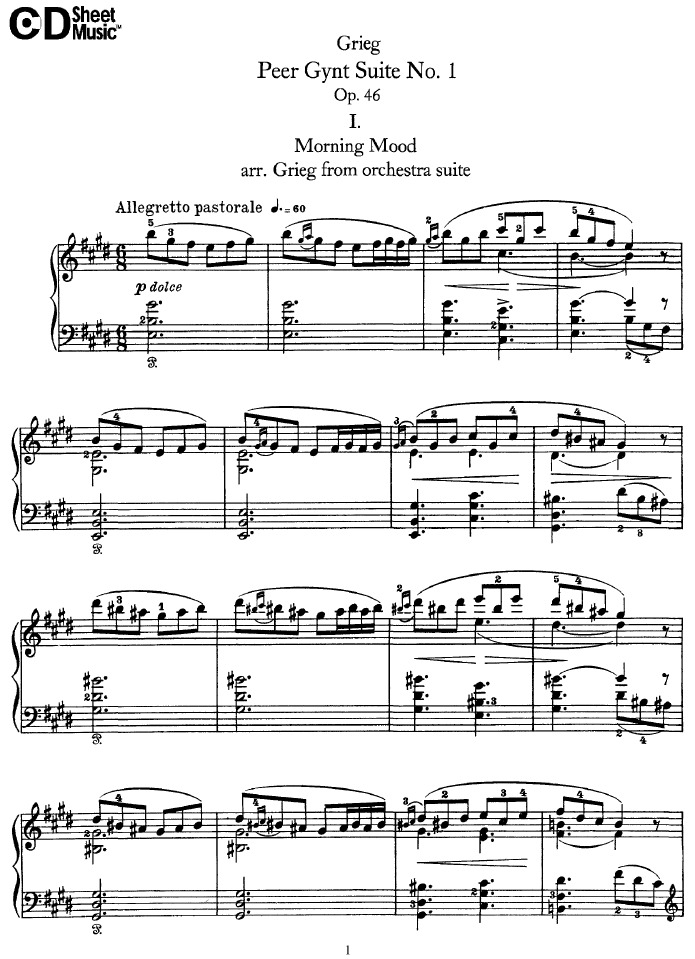 Peer Gynt Suite No.1 Op.46钢琴谱