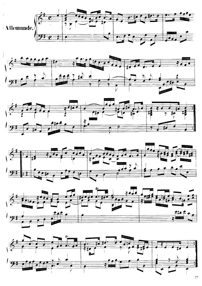 e小调第四组曲 Suite No.4 in e Minor HWV 429钢琴谱