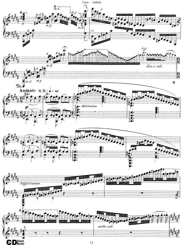 叙事曲 Ballade for Piano and Orchestra Op.19钢琴谱