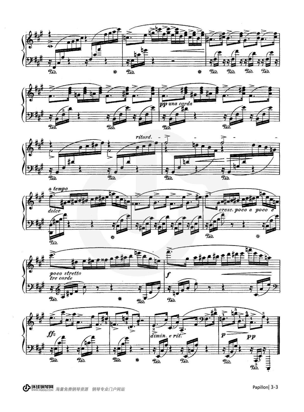 Papillon Op.43 No.17钢琴谱