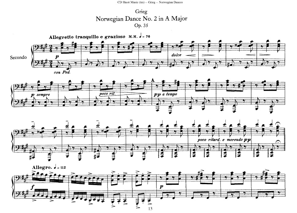 4首挪威舞曲 4 Norwegian Dances Op.35钢琴谱