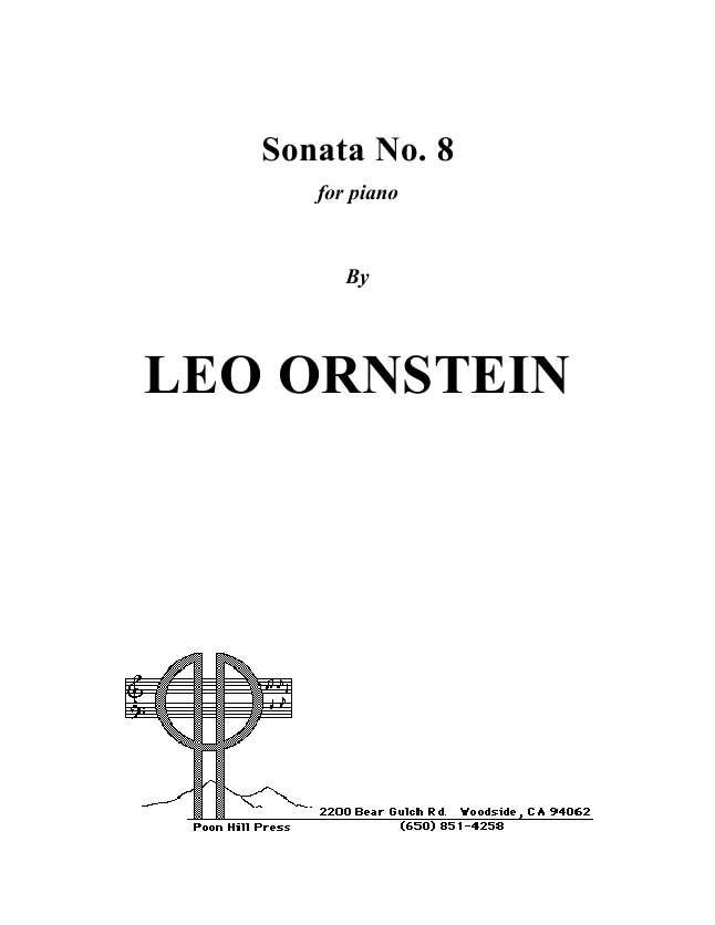 第八钢琴奏鸣曲 Piano Sonata No.8 S.364a Ornstein, Leo 里奥·奥恩斯坦钢琴谱