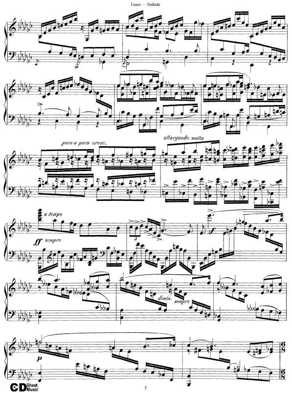 叙事曲 Ballade for Piano and Orchestra Op.19钢琴谱