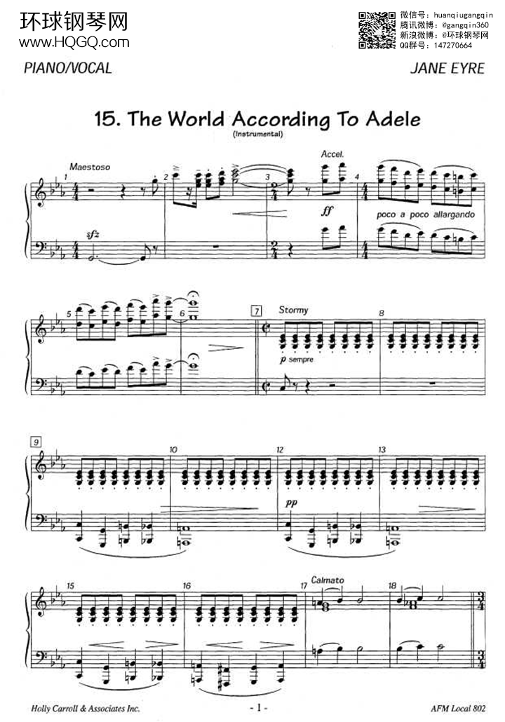 15.THE WORLD ACCORDING TO ADELE钢琴谱