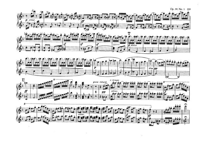 F大调第七弦乐四重奏 String Quartet No.7 in F Major Op.59钢琴谱