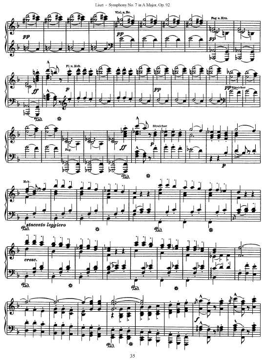 A大调第七交响曲 Symphony No.7 in A Major Op.92钢琴谱