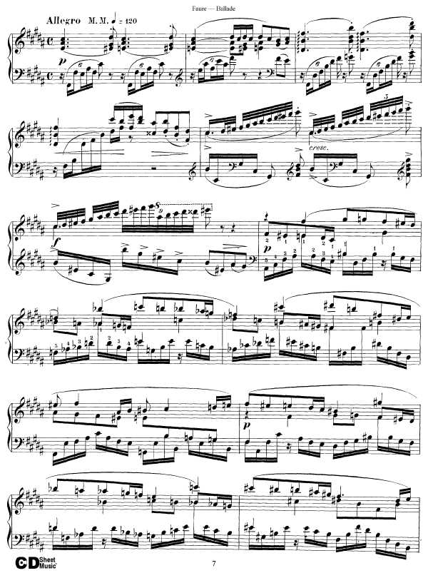 叙事曲 Ballade for Piano and Orchestra Op.19钢琴谱