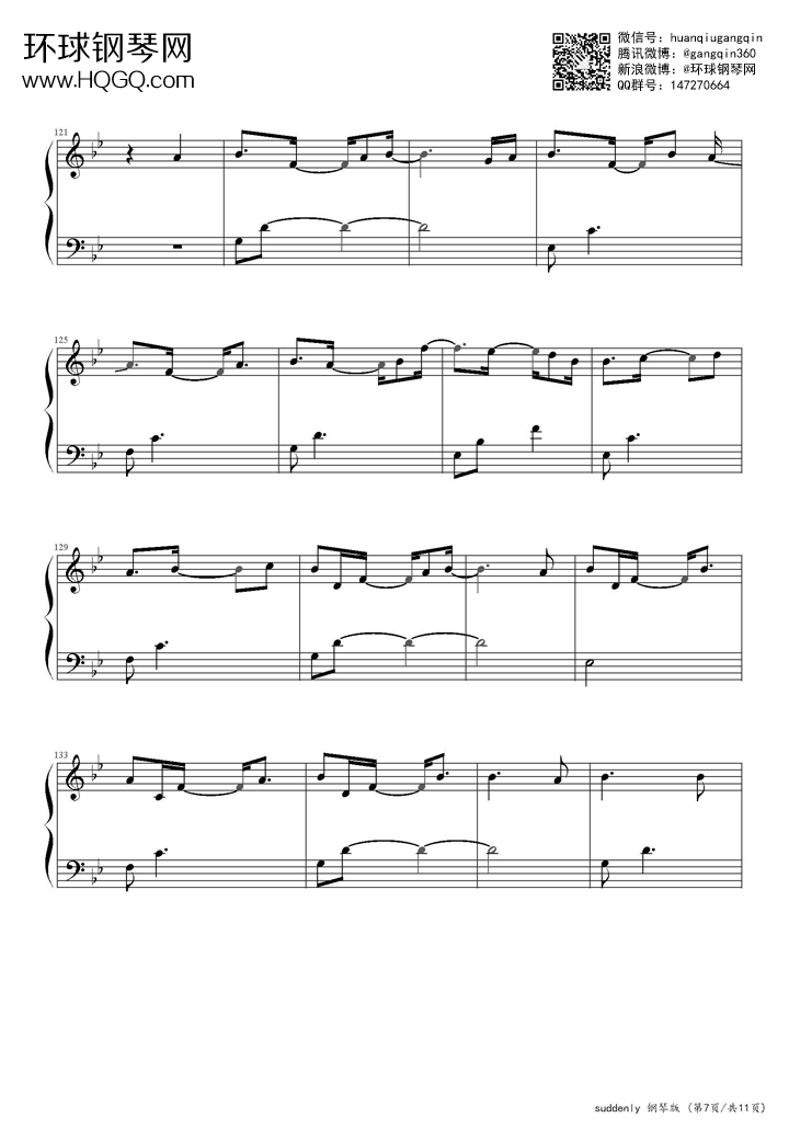suddenly钢琴谱