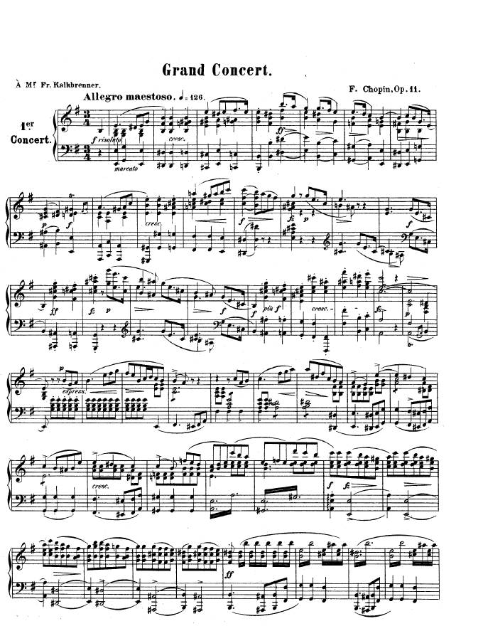 e小调第一钢琴协奏曲 Op.11 Piano Concerto No.1 in e Minor Op.11钢琴谱