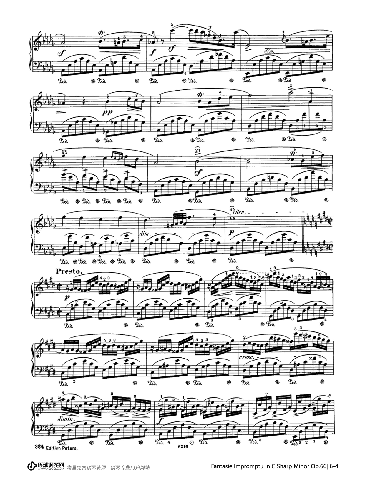 Fantasie Impromptu in C Sharp Minor Op.66钢琴谱