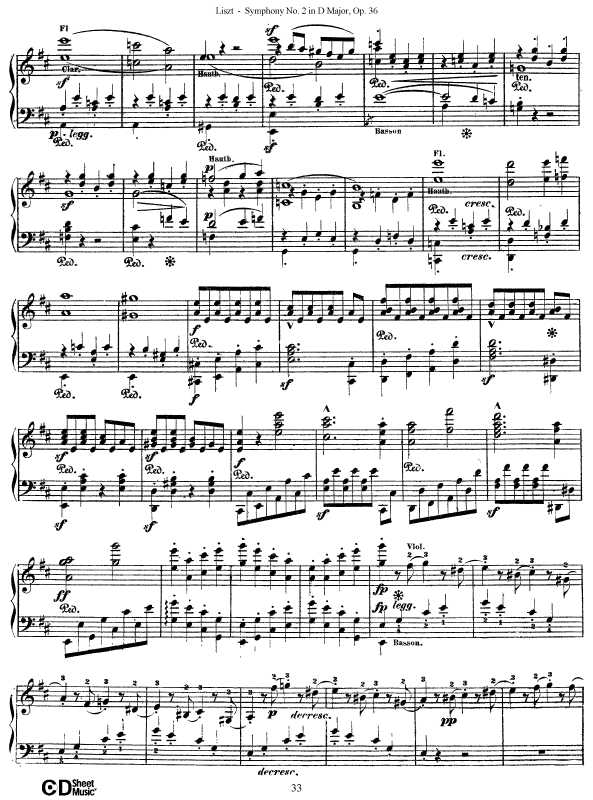 D大调第二交响曲 Symphony No.2 in D Major Op.36钢琴谱