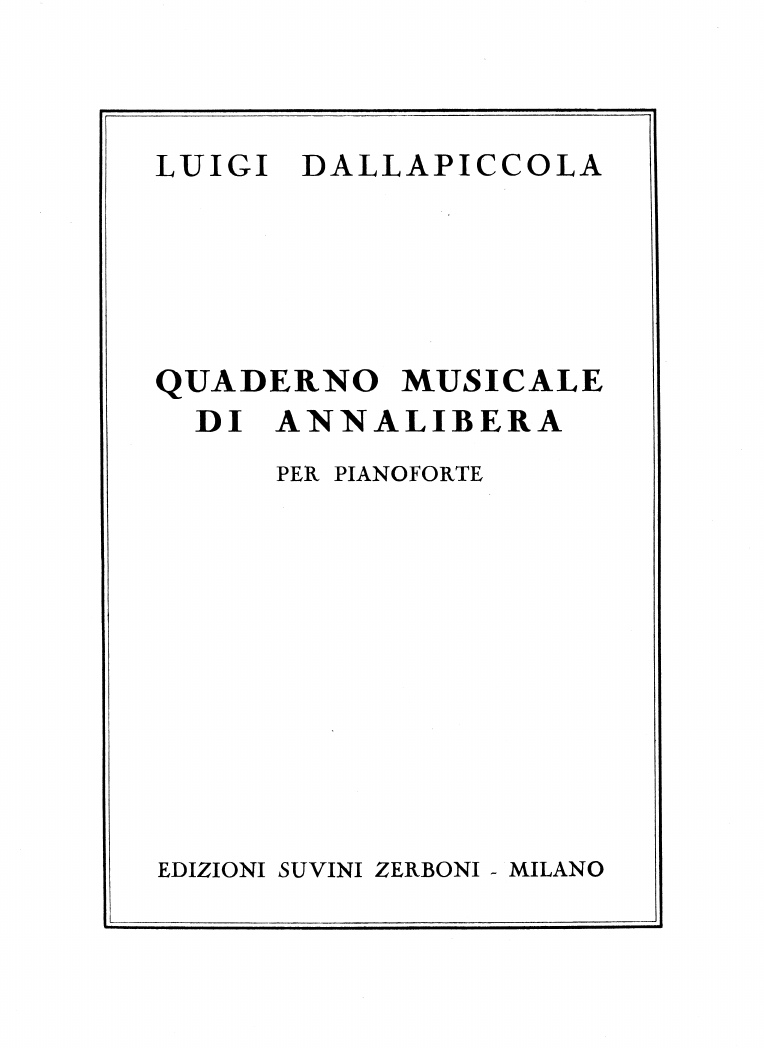 安娜莉贝拉的音乐手册 Quaderno Musicale di Annalibera钢琴谱