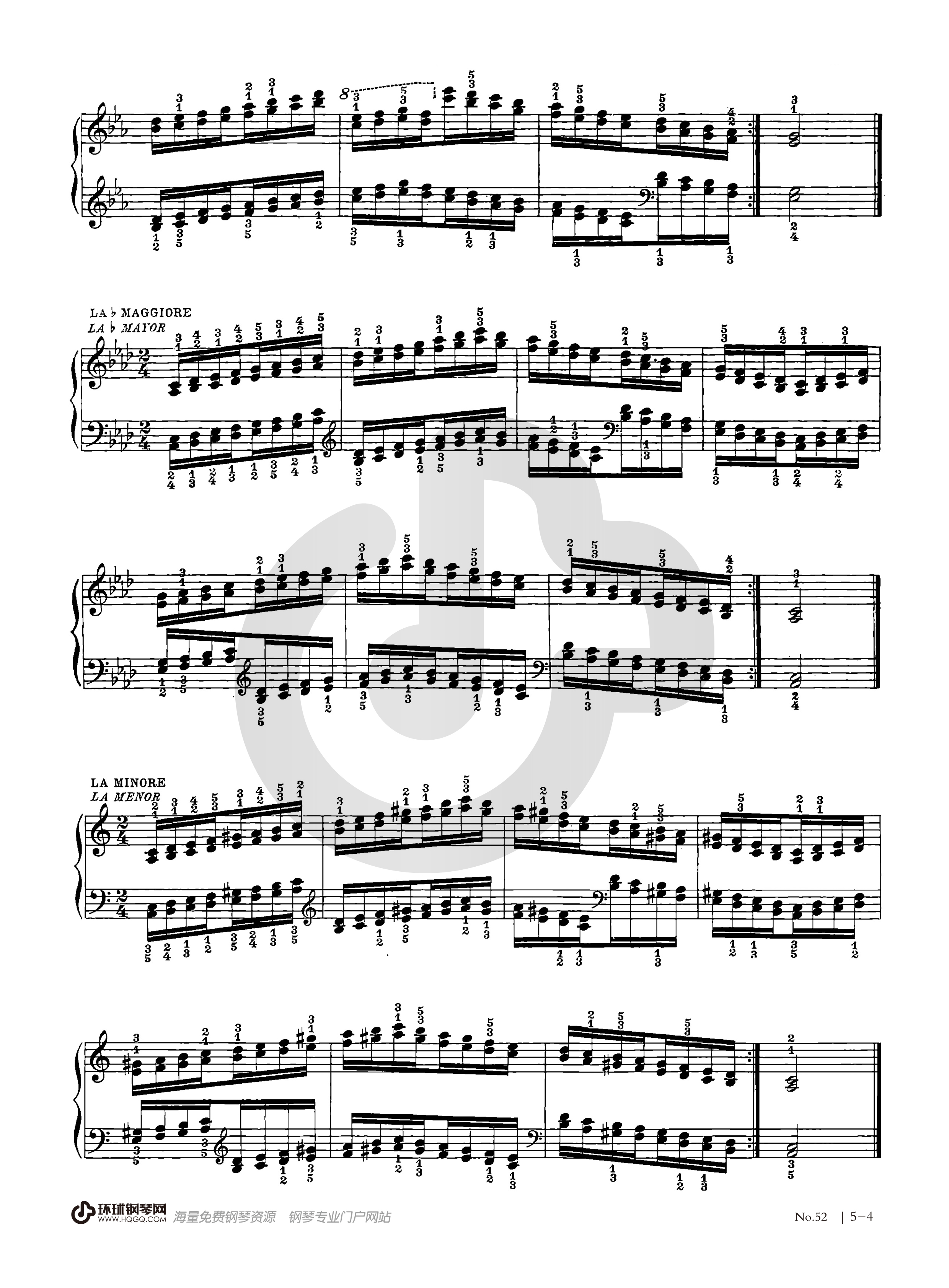 哈农钢琴练指法52钢琴谱